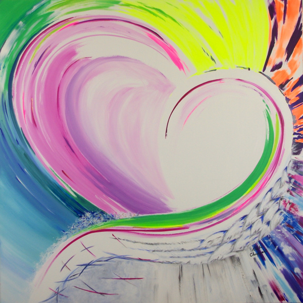 AU CREUX DE MON COEUR 100 x 100 x 3,5 cm - VENDU